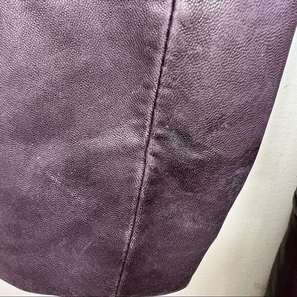 Soia & Kyo Purple Leather Trench Coat Jacket Size Small Classic Structured - Picture 9 of 16
